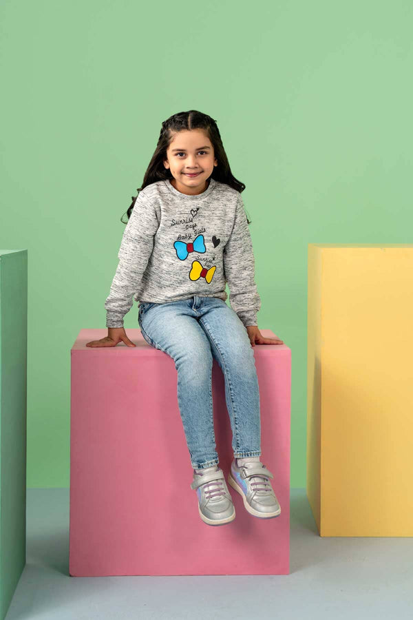 Elo Lyallpur Girl's Sunrise Baby Girl Printed Sweat Shirt Grey Marl