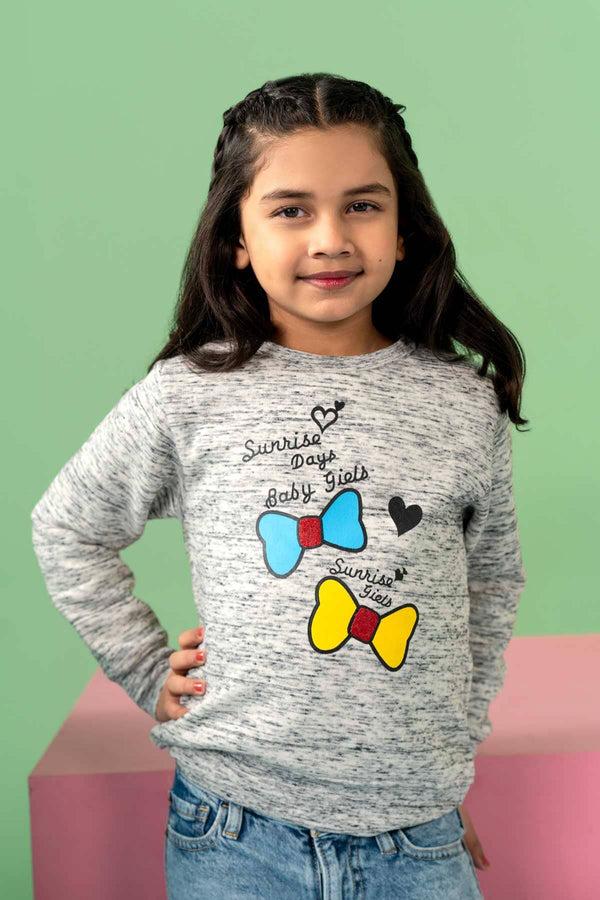 elo Lyallpur Girl's Sunrise Baby Girl Printed Sweat Shirt Grey Marl