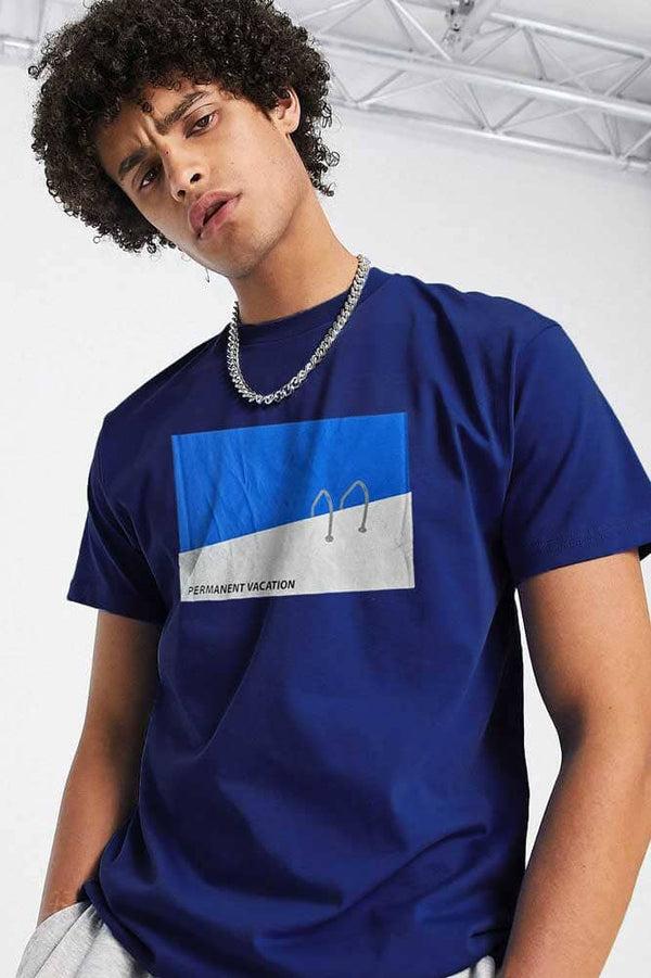 Elo M&C Men's Permanent Vacation Printed Crew Neck Tee Shirt White