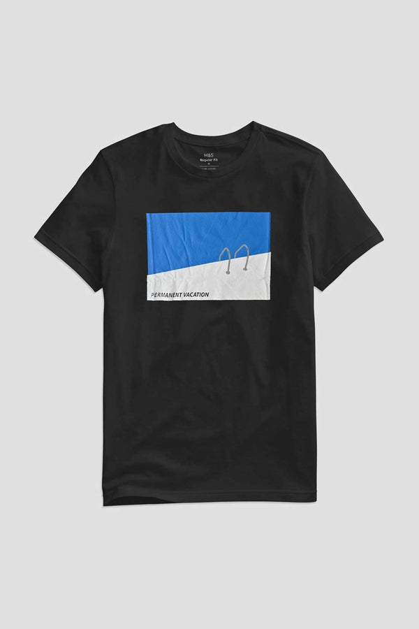 Elo M&C Men's Permanent Vacation Printed Crew Neck Tee Shirt White