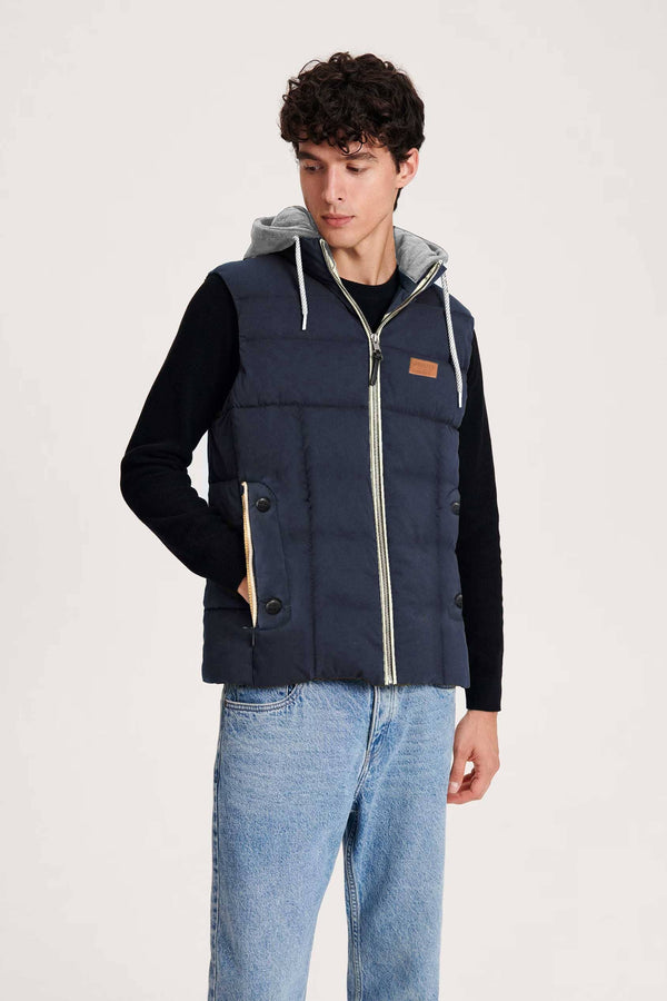 Elo M.M Cheng Unisex Zipper Hooded Body Warmer Puffer Gilet Black