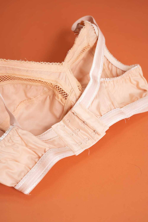 Elo Madona Women's Net Embroidered Cotton Bra Powder Pink