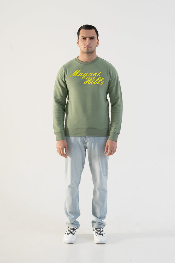 elo Magnet Hills Men's High Density Logo Terry Sweat Shirt Mint Green & Black