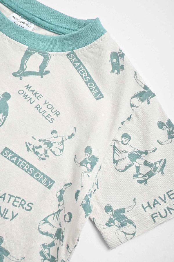 Elo Mango Kid's Skaters Only Printed Twin Set Sky & Orange