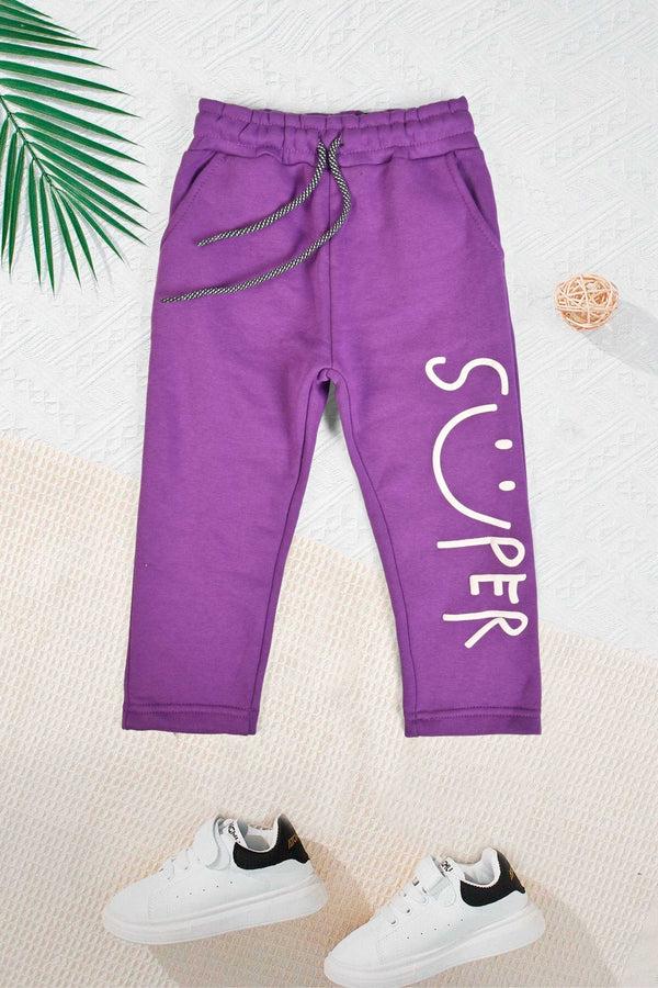 Elo Max 21 Boy's Super Emoji Printed Fleece Trousers Light Pink