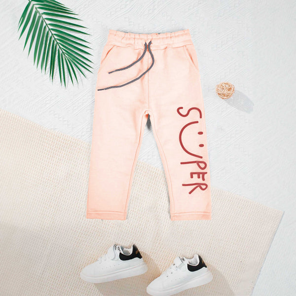 elo Max 21 Boy's Super Emoji Printed Fleece Trousers Light Pink