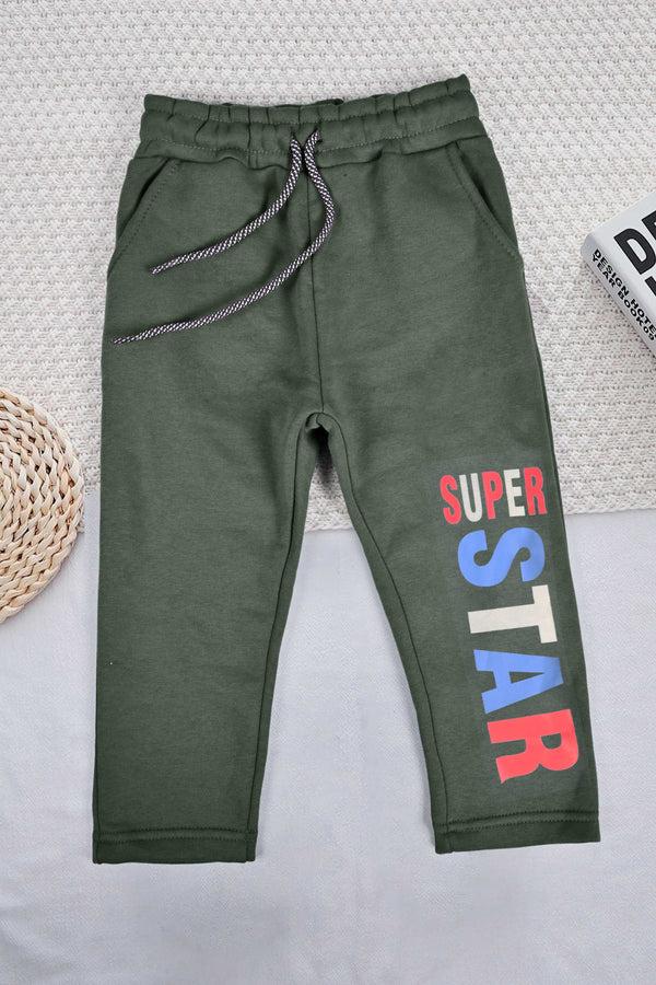 Elo Max 21 Boy's Super Star Printed Fleece Trousers Brown