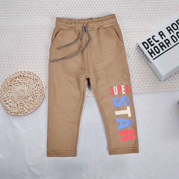 elo Max 21 Boy's Super Star Printed Fleece Trousers Brown