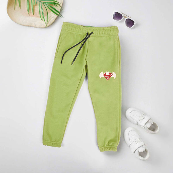 elo Max 21 Boy's Superman Logo Printed Fleece Sweat Pants Light Olive