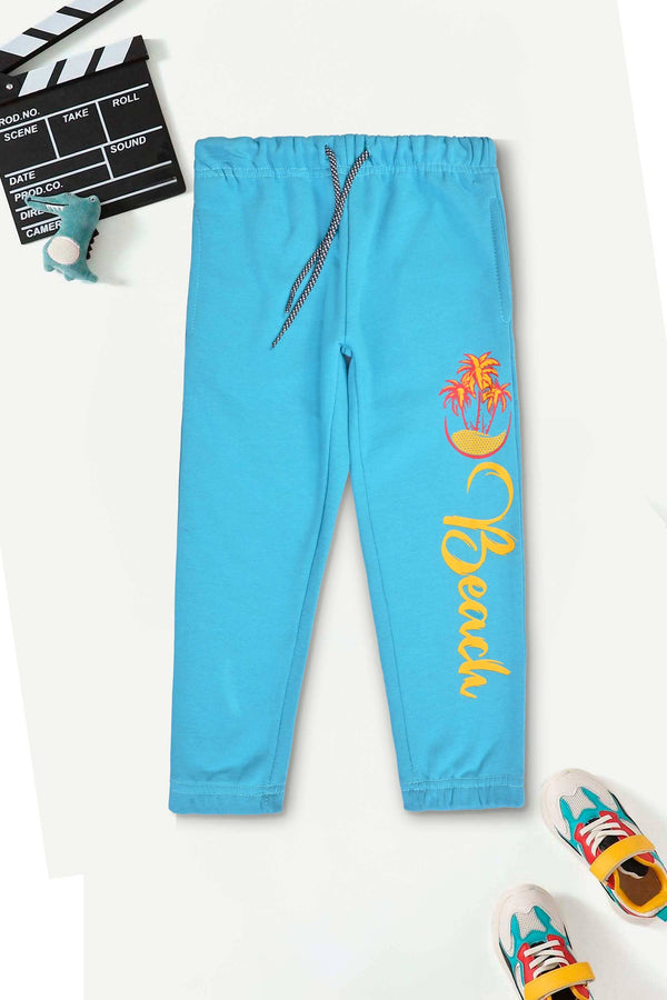 Elo Max 21 Kid's Beach Printed Fleece Jogger Pants Blue