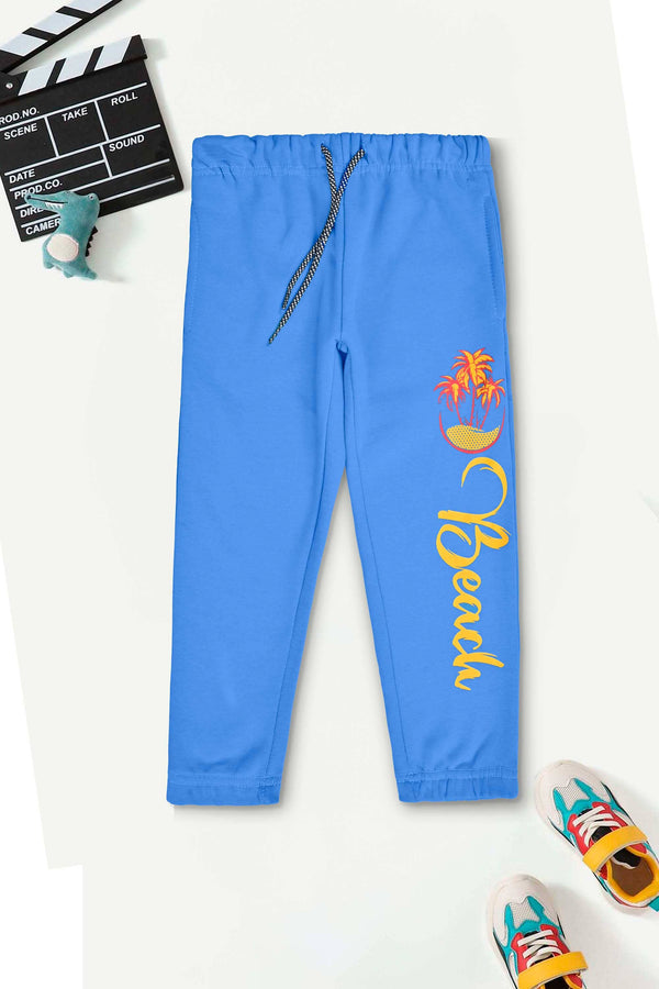 Elo Max 21 Kid's Beach Printed Fleece Jogger Pants Blue