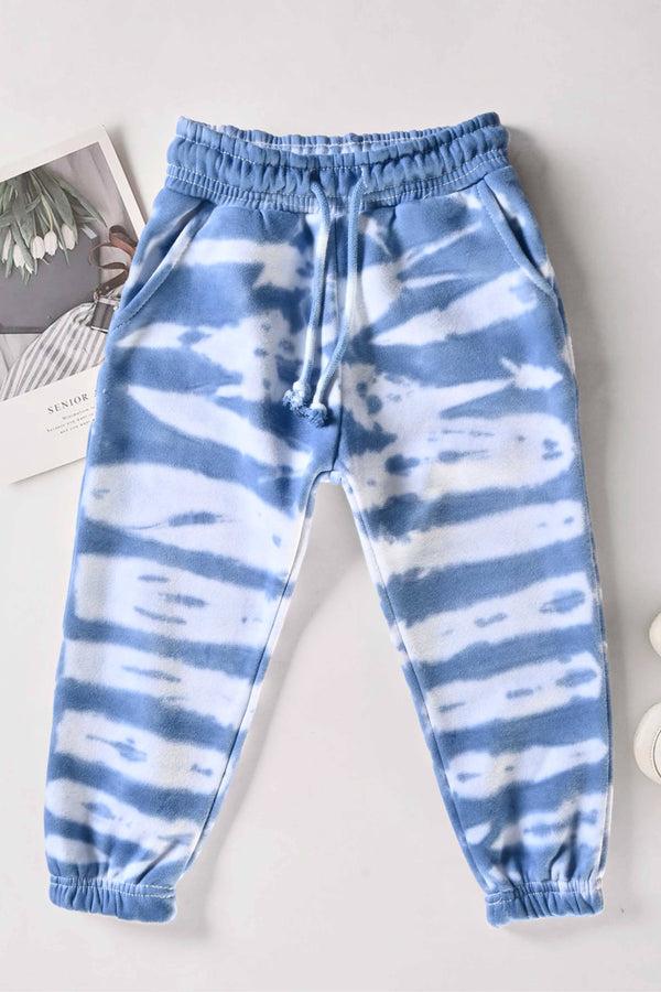 Elo Max 21 Kid's Tie And Dye Style Fleece Sweat Pants White & Plum