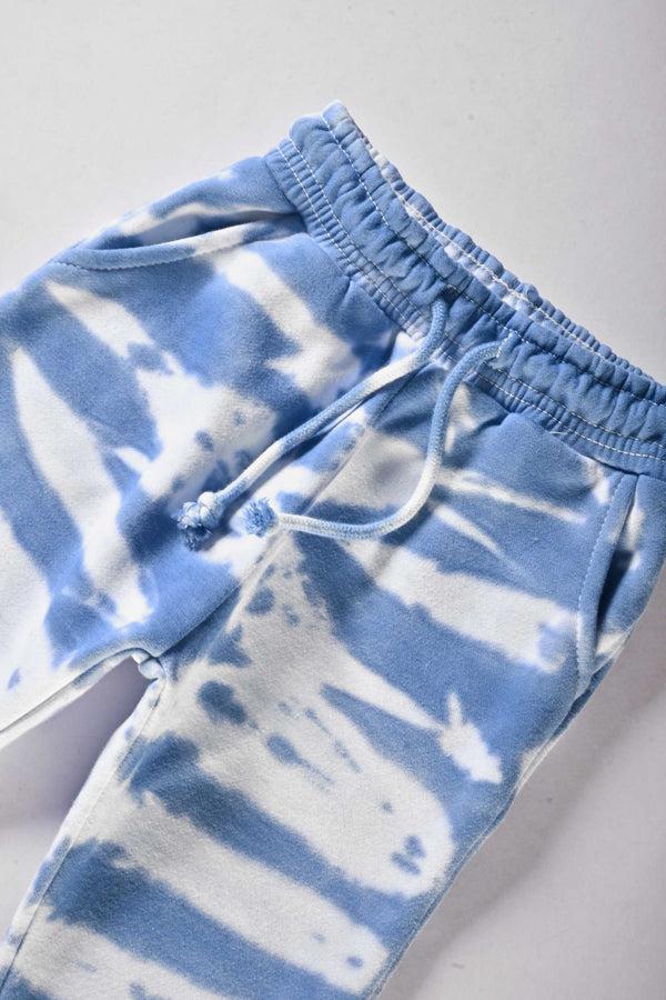 Elo Max 21 Kid's Tie And Dye Style Fleece Sweat Pants White & Plum