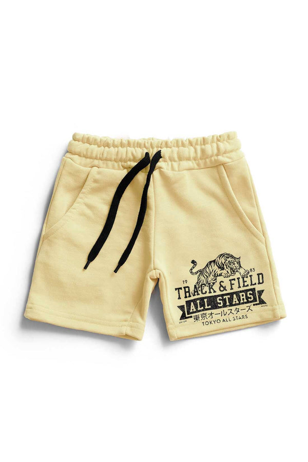 elo Max 21 Kid's Track & Field Printed Terry Shorts Yellow