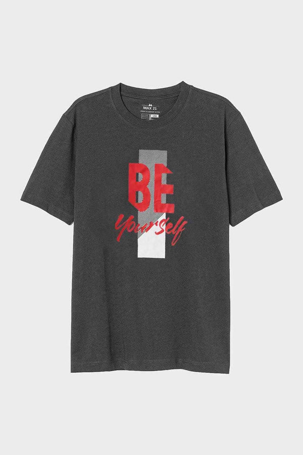 Elo Max 21 Men's Be Yourself Printed Short Sleeve Tee Shirt Charcoal