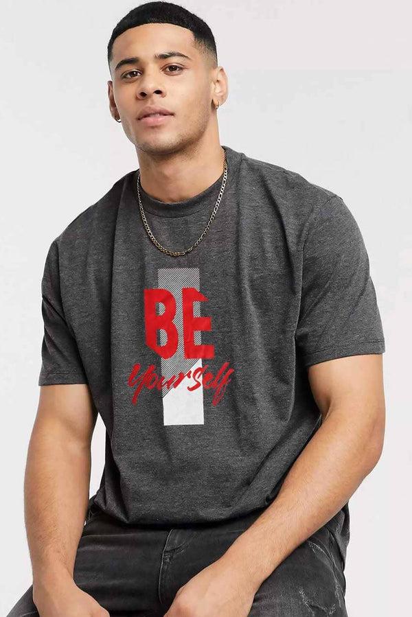 elo Max 21 Men's Be Yourself Printed Short Sleeve Tee Shirt Charcoal