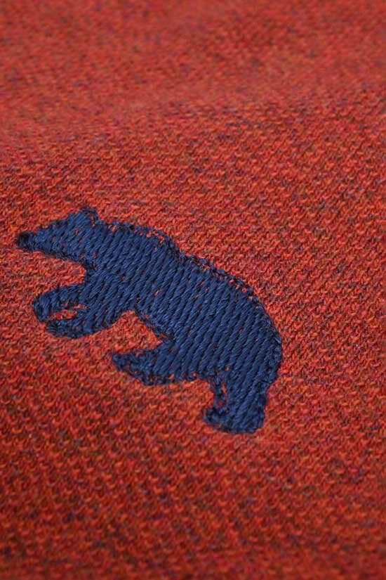 Elo Max 21 Men's Bear Embroidered Stripe Style Polo Shirt Brick & Grey