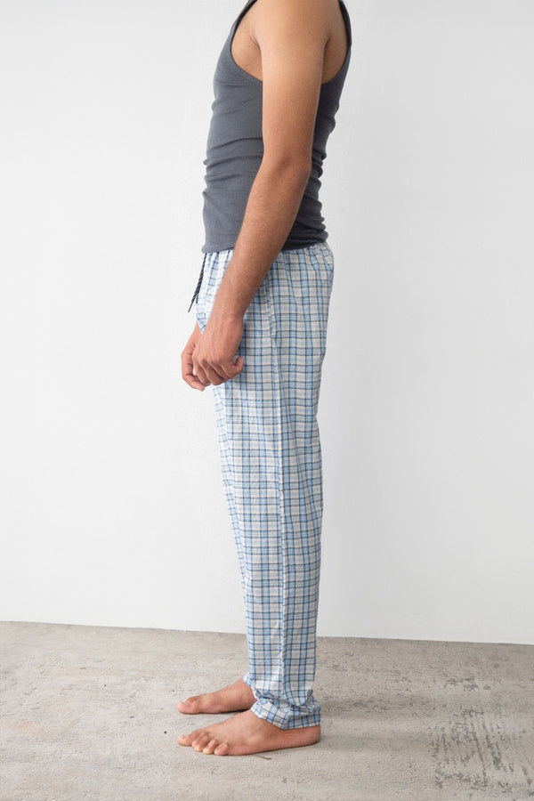 Elo Max 21 Men's Brighton Check Loungewear Trousers Sky