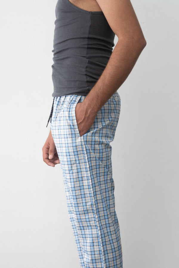 Elo Max 21 Men's Brighton Check Loungewear Trousers Sky