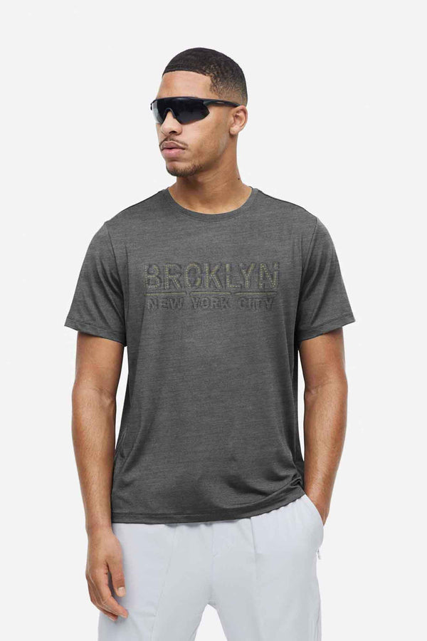 elo Max 21 Men's Brooklyn Embossed Short Sleeves Tee Shirt Charcoal