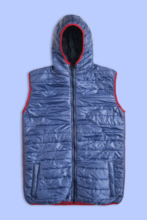 elo Max 21 Men's Bubble Hooded Body Warmer Quilted Puffer Gilet Powder Blue
