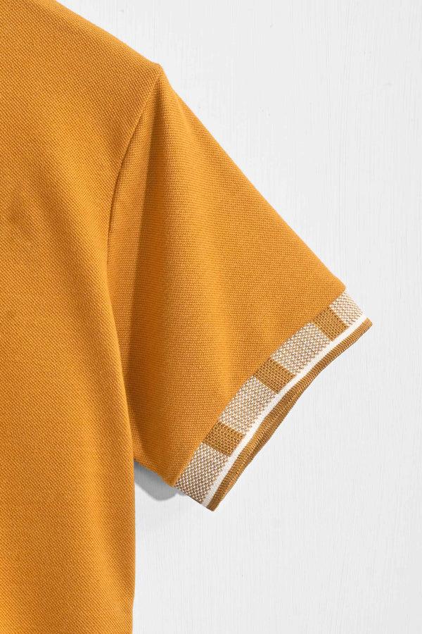 Elo Max 21 Men's Check Collar Design Polo Shirt Mustard