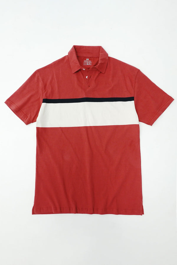 Elo Max 21 Men's Contrast Design Short Sleeve Polo Shirt Red