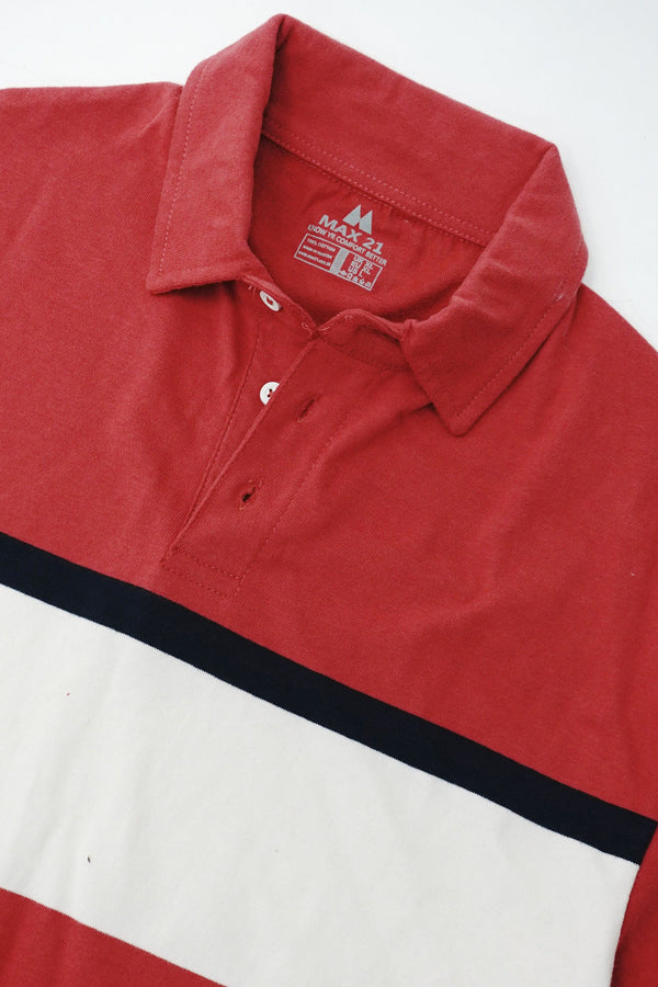 Elo Max 21 Men's Contrast Design Short Sleeve Polo Shirt Red