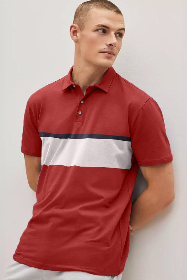 elo Max 21 Men's Contrast Design Short Sleeve Polo Shirt Red