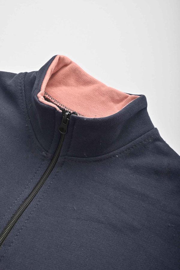 Elo Max 21 Men's Contrast Panel Quarter Zipper Sweat Shirt Black & Blue