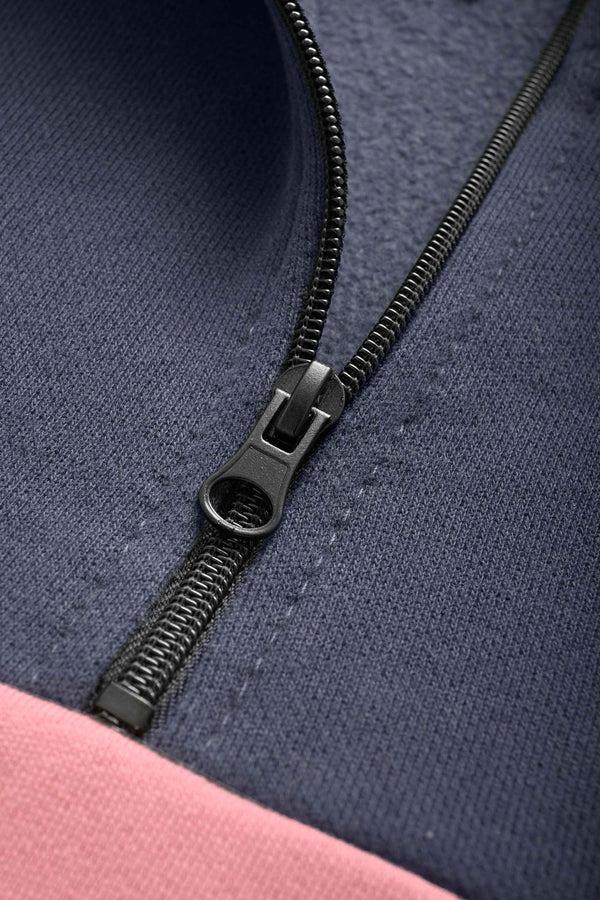 Elo Max 21 Men's Contrast Panel Quarter Zipper Sweat Shirt Black & Blue