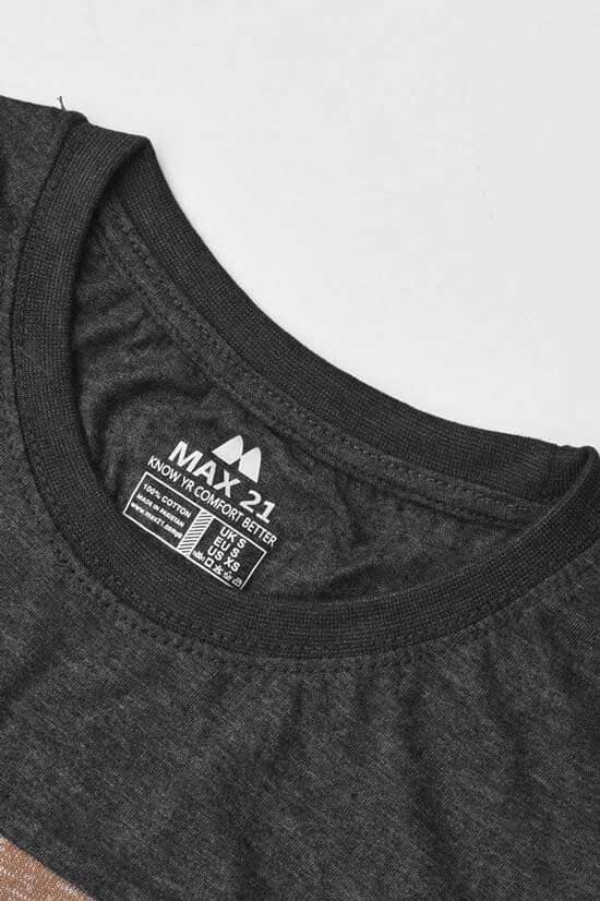 Elo Max 21 Men's Contrast Panel Signature Printed Crew Neck Tee Shirt Light Plum & Navy