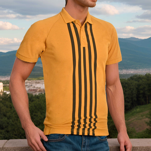 Elo Max 21 Men's Five Stripes Printed Polo Shirt Black