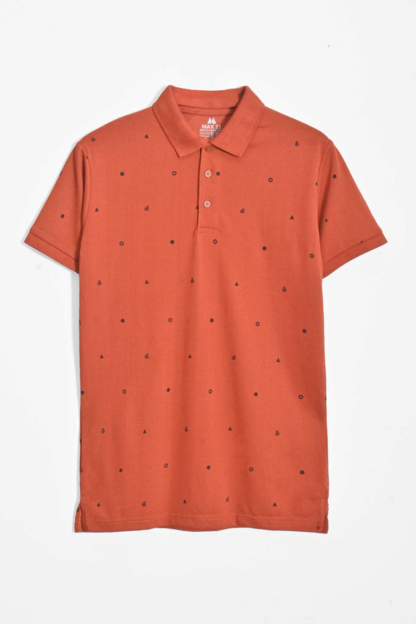 Elo Max 21 Men's Fresno Printed Design Classic Polo Shirt Black