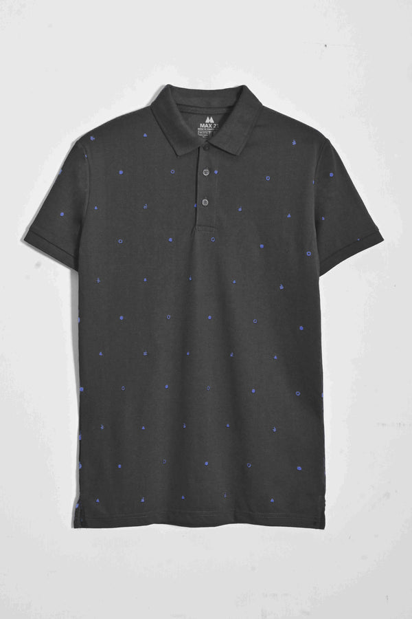 elo Max 21 Men's Fresno Printed Design Classic Polo Shirt Black