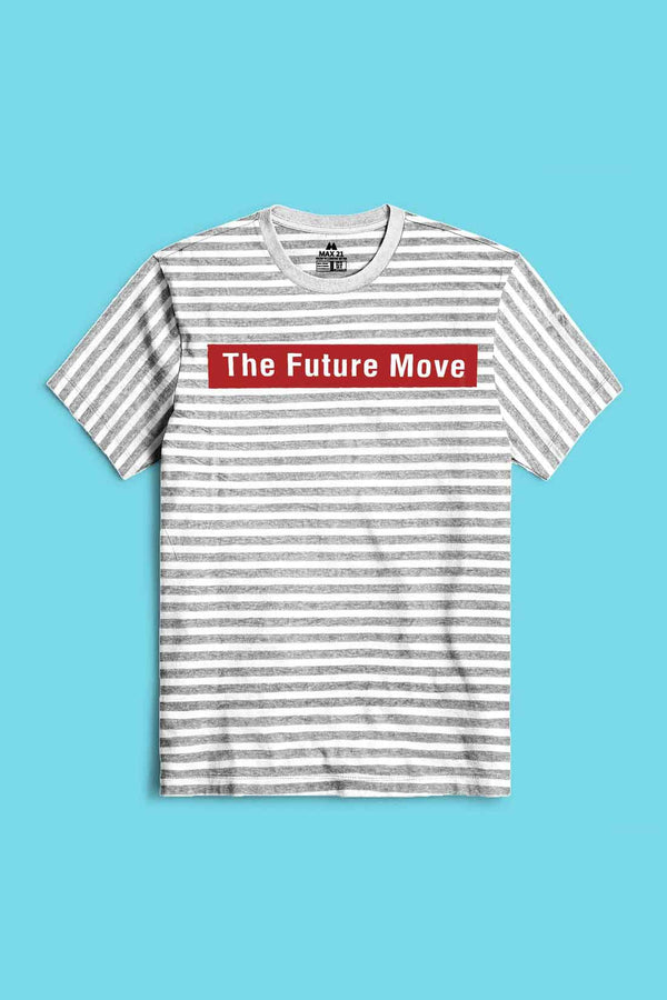 elo Max 21 Men's Future Move Printed Stripes Style Short Sleeve Tee Shirt White & Grey