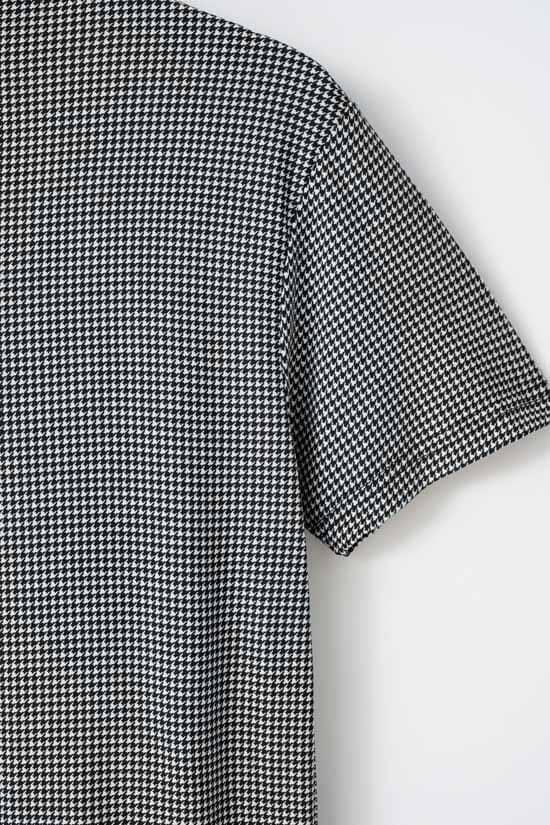 Elo Max 21 Men's Houndstooth Zipper Polo Shirt Black & White