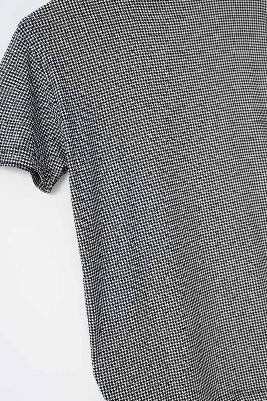 Elo Max 21 Men's Houndstooth Zipper Polo Shirt Black & White
