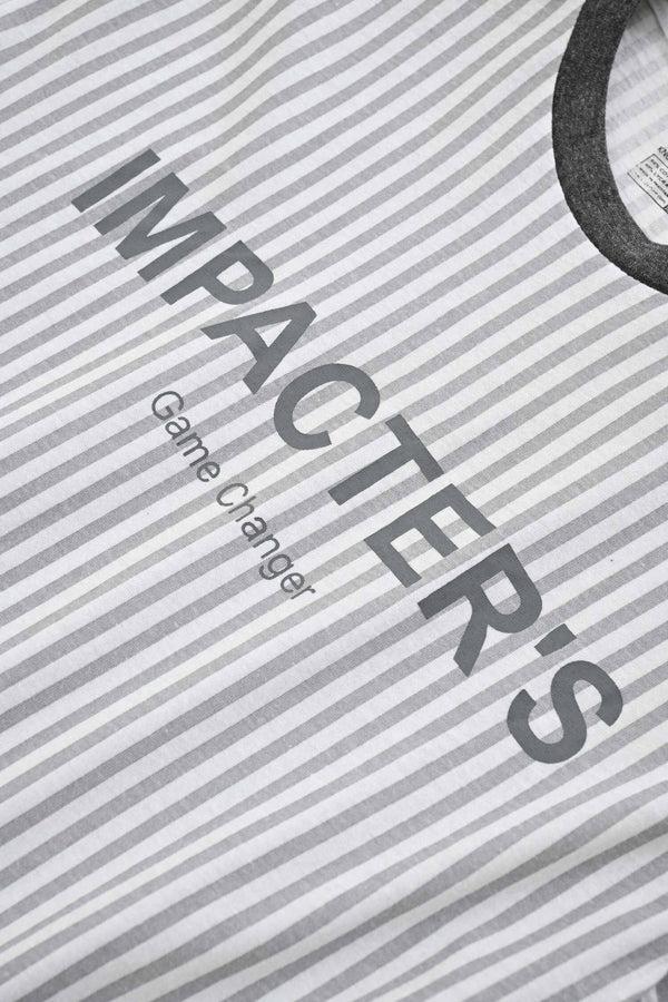 Elo Max 21 Men's Impacters Printed Stripes Style Tee Shirt White & Grey