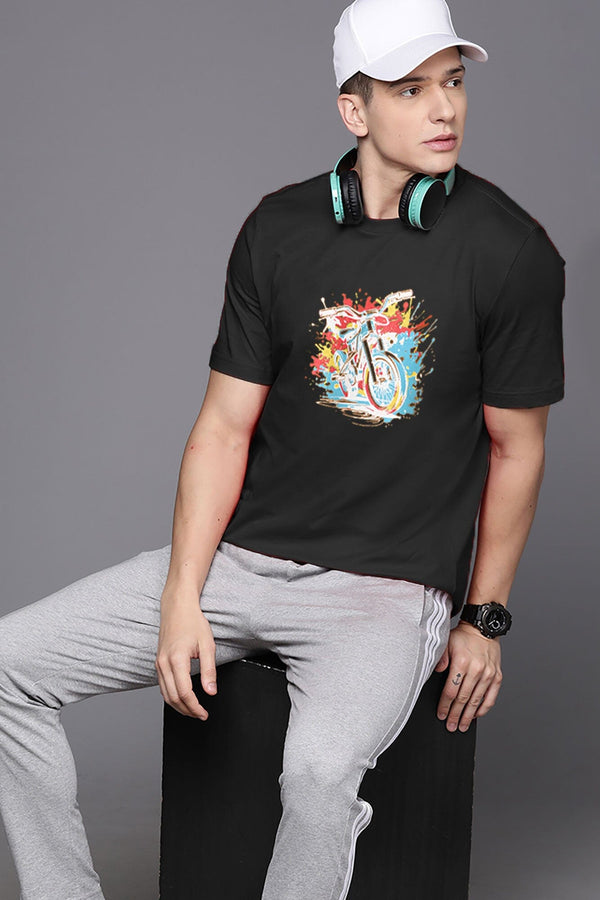 Elo Max 21 Men's Motor Bike Printed Classic Tee Shirt Black