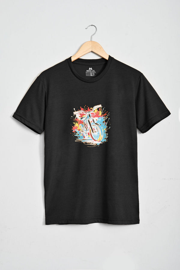 Elo Max 21 Men's Motor Bike Printed Classic Tee Shirt Black