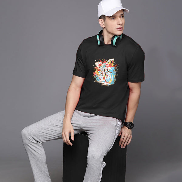 elo Max 21 Men's Motor Bike Printed Classic Tee shirt Black