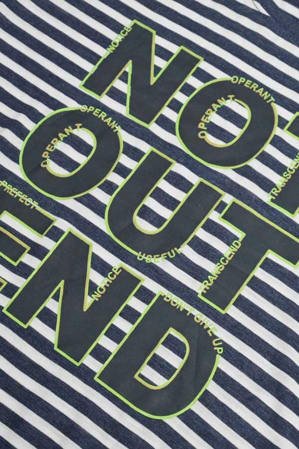 Elo Max 21 Men's Not Out Printed Stripes Style Tee Shirt White & Grey