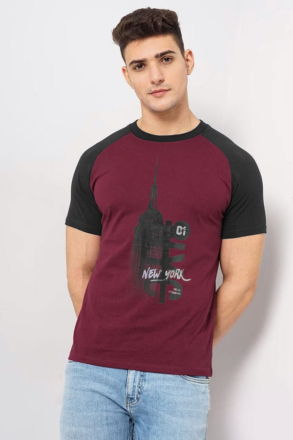 elo Max 21 Men's NYC Raglan Sleeve Tee Shirt Maroon