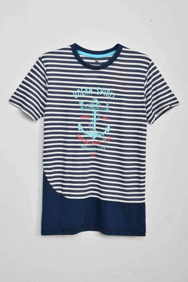 Elo Max 21 Men's Ocean Spirit Printed Tee Shirt Navy & White