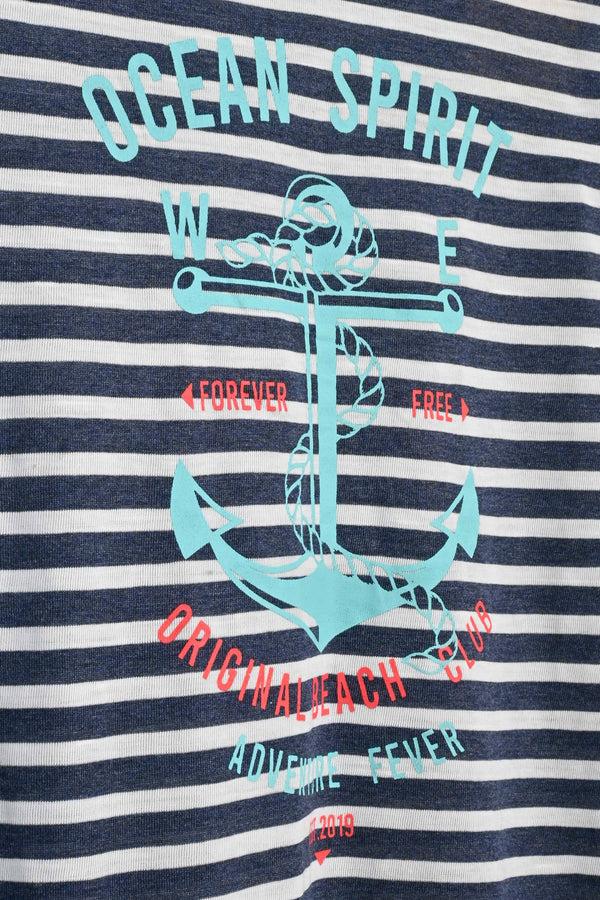 Elo Max 21 Men's Ocean Spirit Printed Tee Shirt Navy & White