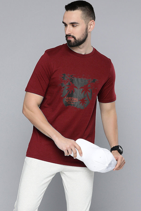 Elo Max 21 Men's Pine Tree Printed Classic Tee Shirt Mustard