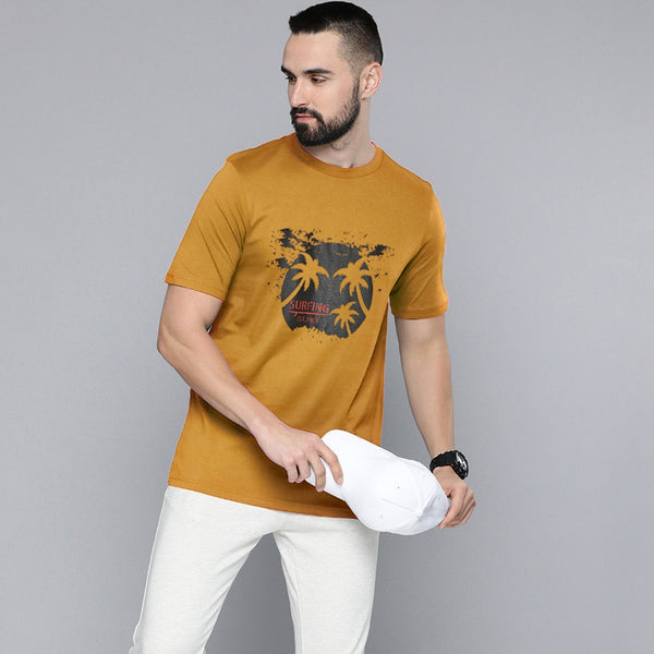 elo Max 21 Men's Pine Tree Printed Classic Tee shirt Mustard