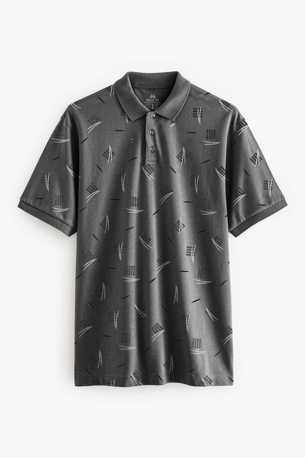 Elo Max 21 Men's Printed Design Classic Polo Shirt. Dark Grey