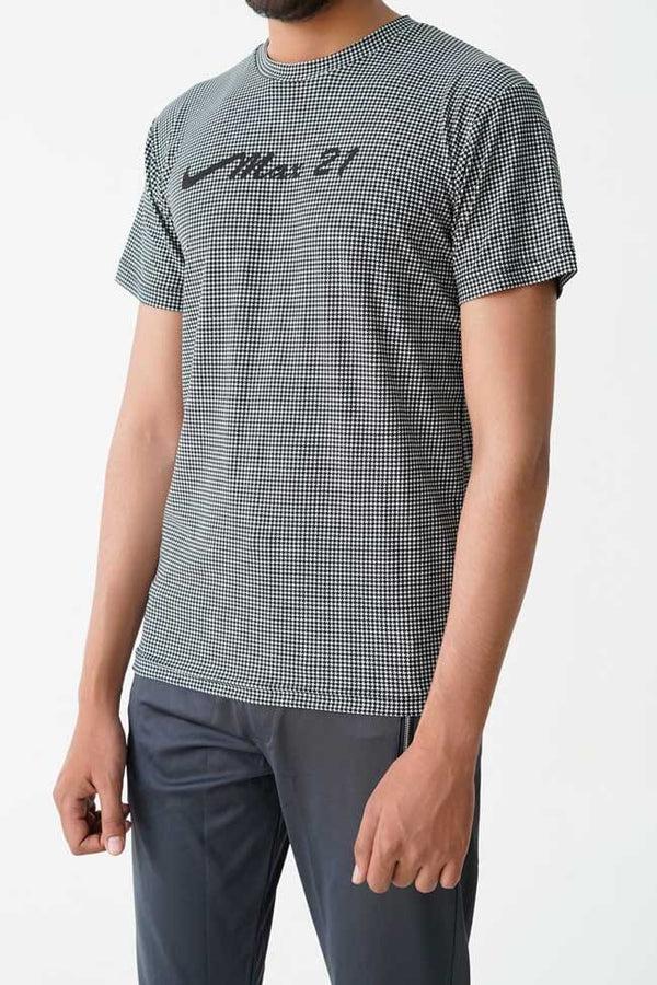 Elo Max 21 Men's Printed Houndstooth Tee Shirt Black & White